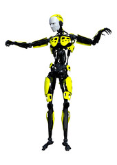 3D Rendering Male Robot on White
