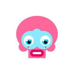 Cute pink skull. kawaii skeleton head. vector illustration