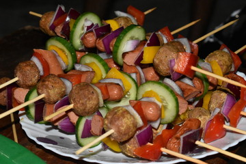 grilled meat and vegetables