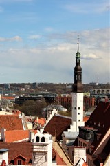 Tallinn, Estonia, May 2014. Spring sky over the roofs of the old city.