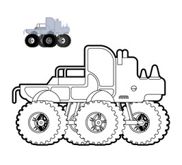Monster Truck rhino coloring book. Animal car on big wheels. vector illustration © maryvalery