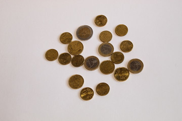 coins on white background