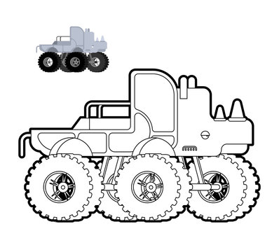 Rhino monster truck desenho para colorir para crianças