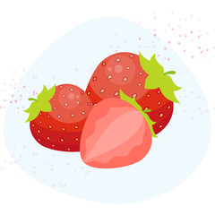 Strawberry fruit illustration, flat style icon for strawberry, strawberry