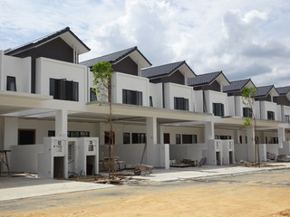 Double story luxury terrace house under construction in Malaysia.  Designed by an architect with a...