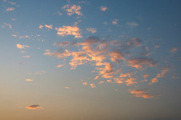 Red and orange light on cloud before sunset on the sea at thailand