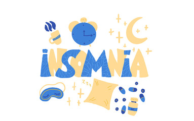 Insomnia vector hand drawn text. Stylized word.