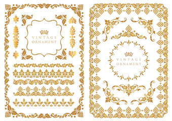 set of decorative design elements. floral frames and borders.