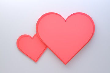 3d rendering greeting card design, red hearts with lettering postcard. Background of love for Happy Valentine's Day or love mom greeting card design.