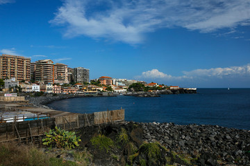Fototapeta premium landcape of volcanic Catania coastline, Sicily, Italy