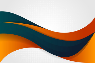 Modern abstract green tosca and orange 3D paper cut background with gradient grey. circle pattern in white color. 