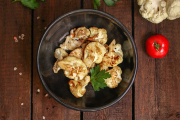 cauliflower grilled (fried grill vegetables or snack salad cabage) menu concept. food background. copy space. Top view