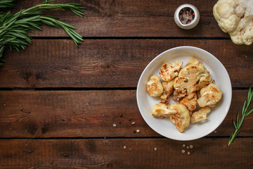 cauliflower grilled (fried grill vegetables or snack salad cabage) menu concept. food background. copy space. Top view