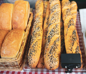 Fresh wheat bread in the market