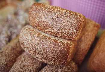 Fresh wheat bread in the market
