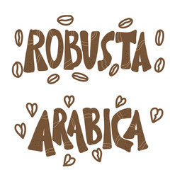 Coffe blend sorts vector. Robusta and arabica.