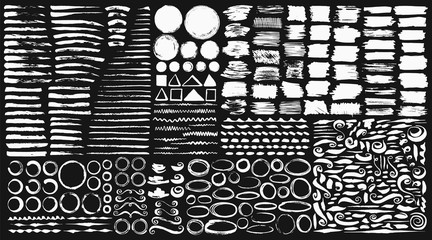 Ink brushes , dividers, circles and ornaments - obrazy, fototapety, plakaty