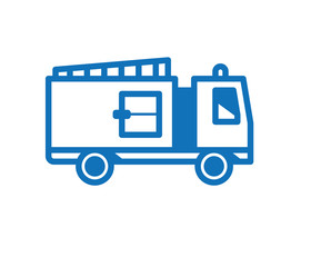 firemen truck icon vector (blue version)