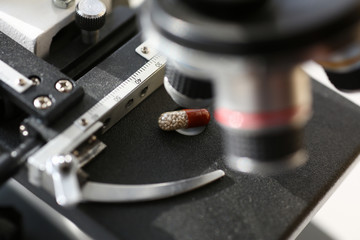 The head microscope on the background of