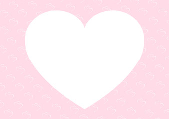 frame card heart pink white color. Space for text. Happy Valentine's Day.