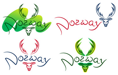Fototapeta premium Norway deer Northern Lights sketch with watercolor and felt-tip pen grunge vector illustration