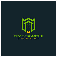 timberwolf contruction ilustration logo design