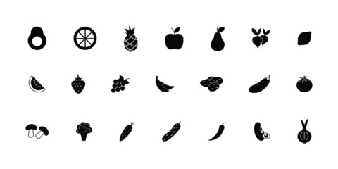 set of fruit isolated icon