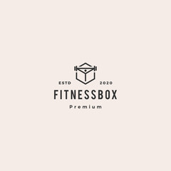 fitness box logo hipster vintage retro vector icon
