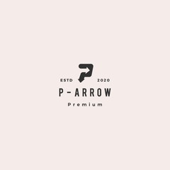 P letter logo hipster retro vintage arrow icon vector illustration