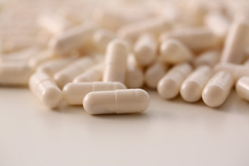 Tablets scattered on the table of the