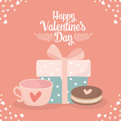 happy valentines day decorative gift box and sweet cookies love