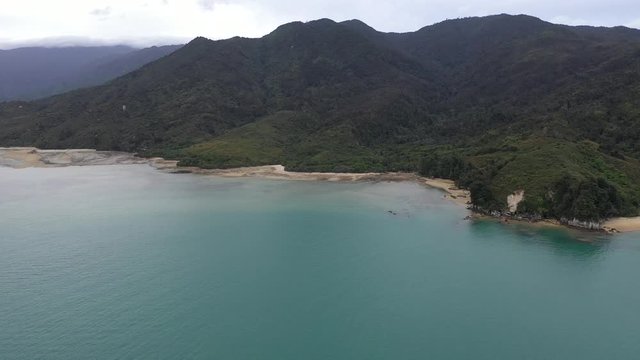 national park of abel tasman in new zealand, aerial view over the rain forrest in abel tasman, 