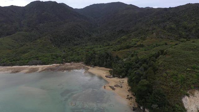 national park of abel tasman in new zealand, aerial view over the rain forrest in abel tasman, 