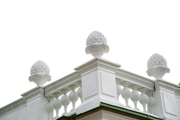 decorative elements on the roof of the building. old style photo.