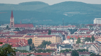 Aerial panoramic view of Vienna city timelapse from the Schonbrunn tiergarten