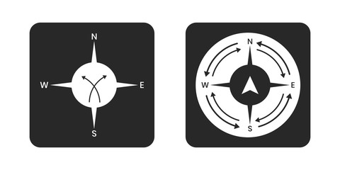 Compass pointer icon with white background, Direction, map navigation symbol.