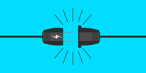 Electric plug icon in vector shape on a blue background