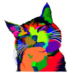 Obraz premium illustration of cat image for t-shirt or background design with colorful pop art style