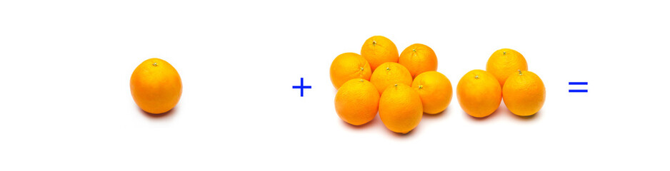 suma simple matemática, suma de naranjas, cálculo matemático sencillo
