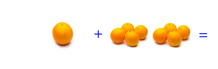 suma simple matemática, suma de naranjas, cálculo matemático sencillo