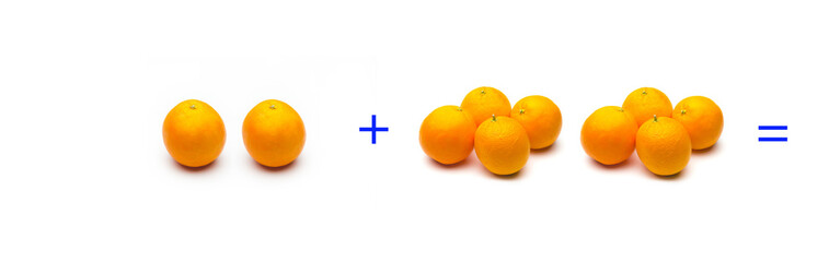 suma simple matemática, suma de naranjas, cálculo matemático sencillo