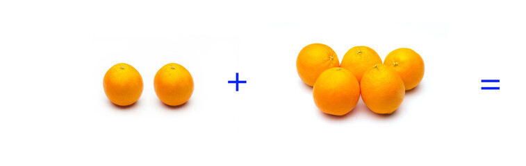 suma simple matemática, suma de naranjas, cálculo matemático sencillo