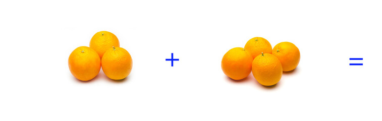 suma simple matemática, suma de naranjas, cálculo matemático sencillo