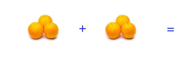 suma simple matemática, suma de naranjas, cálculo matemático sencillo