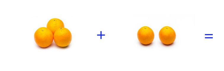suma simple matemática, suma de naranjas, cálculo matemático sencillo