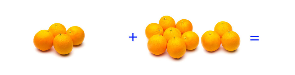 suma simple matemática, suma de naranjas, cálculo matemático sencillo