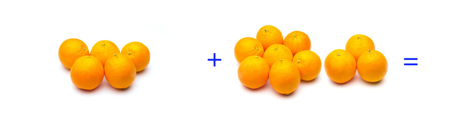 suma simple matemática, suma de naranjas, cálculo matemático sencillo