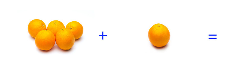suma simple matemática, suma de naranjas, cálculo matemático sencillo