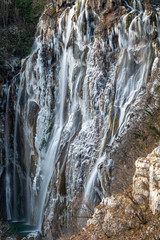 Fototapeta na wymiar Frozen Waterfalls in Plitvice National Park, Croatia