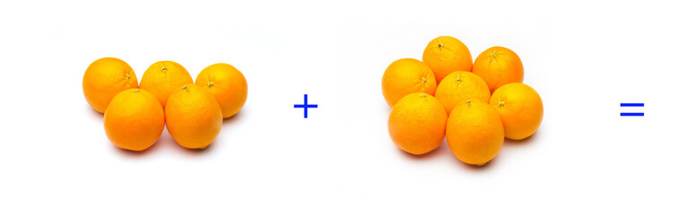 suma simple matemática, suma de naranjas, cálculo matemático sencillo